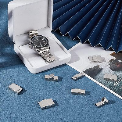 8 Sets 4 Style 304 Stainless Steel Watch Band Clasps STAS-UN0031-24-1