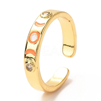 Moon & Sun Golden Enamel Cuff Rings for Women KK-G404-05-1