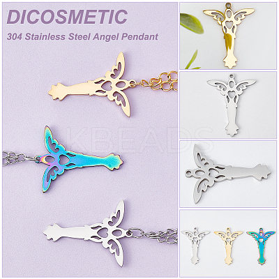 24Pcs 3 Colors 304 Stainless Steel Pendant STAS-DC0012-32-1