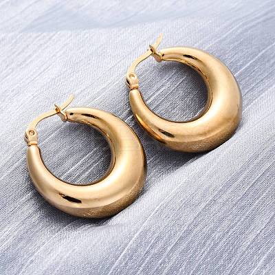 PVD Vacuum Plating 304 Stainless Steel Chunky Hoop Earrings for Women LS-EJEW-F280-06C-G-1