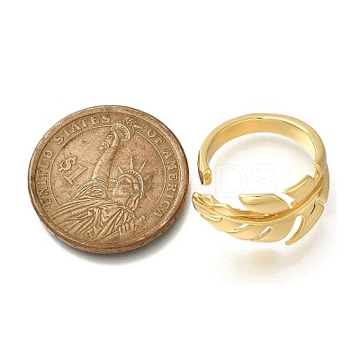 Rack Plating Brass Cuff Finger Rings for Women RJEW-C115-02G-1