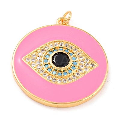 Real 18K Gold Plated Brass Micro Pave Cubic Zirconia Pendants ZIRC-L100-084G-04-1