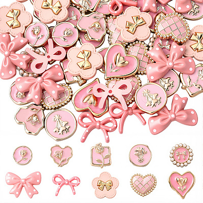 60Pcs Enamel Resin Cabochons RESI-SP0001-36-1