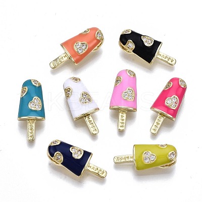 Brass Micro Pave Clear Cubic Zirconia Pendants ZIRC-S067-023-NR-1
