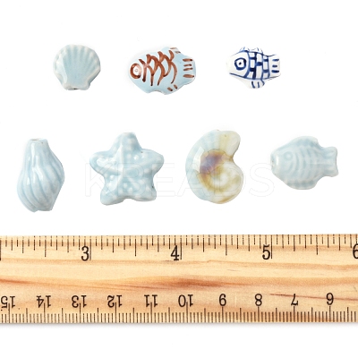 Glazed Porcelain Beads Strands PORC-FS0001-13-1