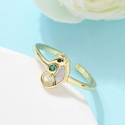 Brass Micro Pave Cubic Zirconia Cuff Rings for Women RJEW-C126-05G-1