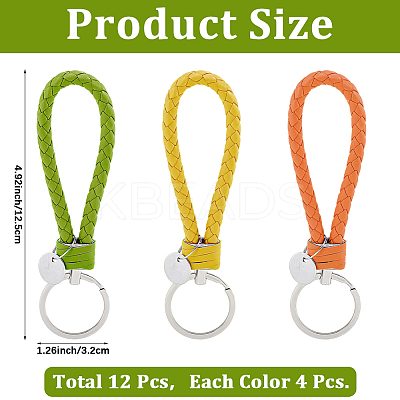 12Pcs 3 Colors PU Leather Knitting Keychains KEYC-CL0001-20C-1