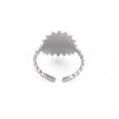 Non-Tarnish 304 Stainless Steel Flat Round with Heart Open Cuff Ring for Women RJEW-S405-202P-1