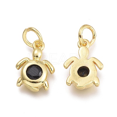 Brass Micro Pave Cubic Zirconia Pendants KK-P187-12B-G-1
