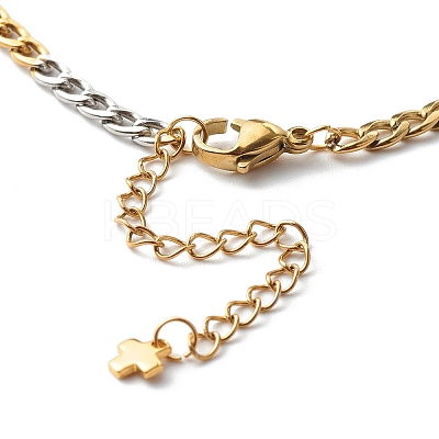 Two Tone 304 Stainless Steel Curb Chain Necklaces X-NJEW-JN03541-1