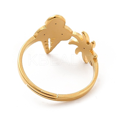 Ion Plating(IP) 201 Stainless Steel Sun & Ice Cream Adjustable Ring for Women RJEW-F131-02G-1