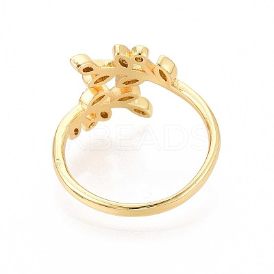 Brass Micro Pave Cubic Zirconia Cuff Rings for Women KK-T071-58G-1