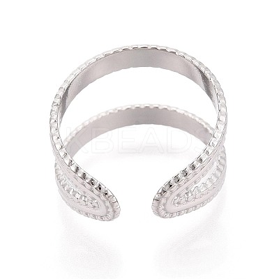 Adjustable 304 Stainless Steel Cuff Rings for Women RJEW-N052-25P-1