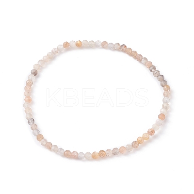 3mm Natural Moonstone Beads Stretch Bracelet for Girl Women BJEW-JB07284-02-1