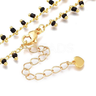 Brass Handmade Glass Beaded   Necklaces NJEW-JN03135-03-1