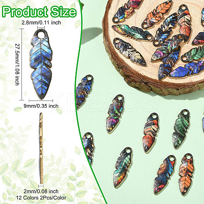 24Pcs 12 Colors Zinc Alloy Pendants FIND-CJ0005-14-1