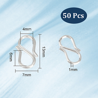 50Pcs 304 Stainless Steel S-Hook Clasps STAS-UN0047-13-1