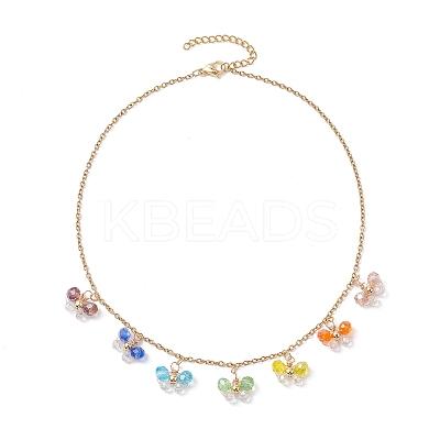 Bohemian Style Stainless Steel Glass Pendant Necklaces for Women NJEW-JN04655-1