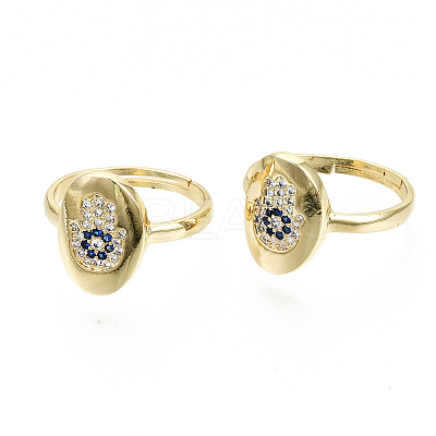Adjustable Brass Micro Pave Cubic Zirconia Finger Rings RJEW-S045-050G-NR-1