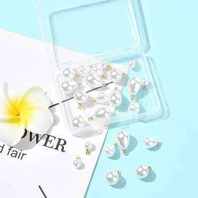 24Pcs 4 Styles ABS Plastic Imitation Pearl Charms KK-FS0001-79-1
