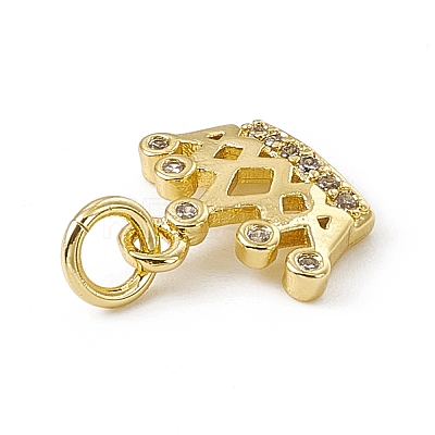 Brass Micro Pave Clear Cubic Zirconia Crown Charms LS-ZIRC-F132-64G-1