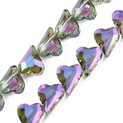 Electroplate Transparent Glass Beads Strands EGLA-N002-44-07-1