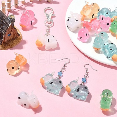 30Pcs 5 Colors Luminous Resin Pendants RESI-SZ0003-24-1