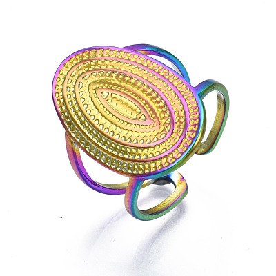 304 Stainless Steel Oval Cuff Ring RJEW-N038-050-1
