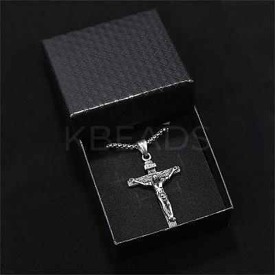 Cross Pendant Necklace with Jesus Crucifix Religious Necklace Sacrosanct Charm Neck Chain Jewelry Gift for Birthday Easter Thanksgiving Day JN1109A-1