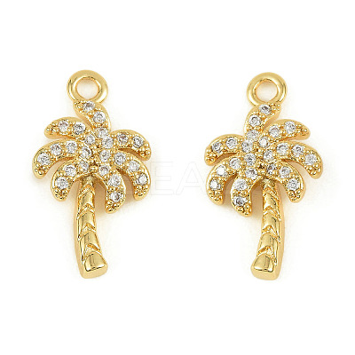 Brass Micro Pave Clear Cubic Zirconia Charms KK-P347-07G-1