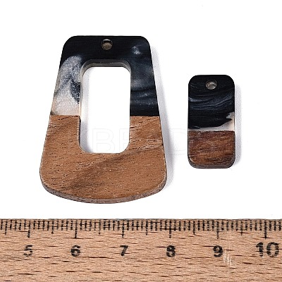 16Pcs 8 Styles Opaque Resin & Walnut Wood Pendants RESI-N053-01-1
