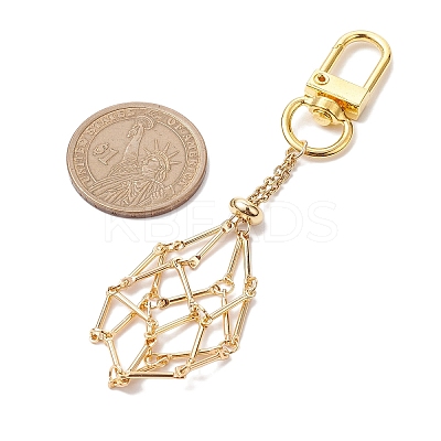 2Pcs 2 Styles Brass Bar Link Chains Pouch Stone Pendant Decorations HJEW-JM02034-01-1