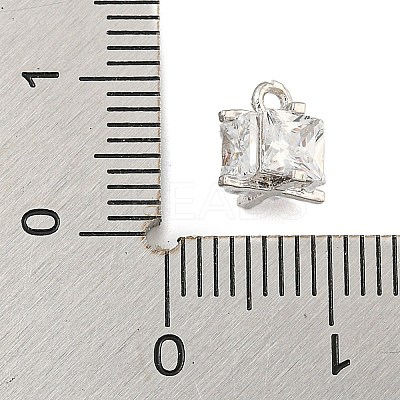 Rack Plating Brass Micro Pave Clear Cubic Zirconia Charms KK-P277-43P-1