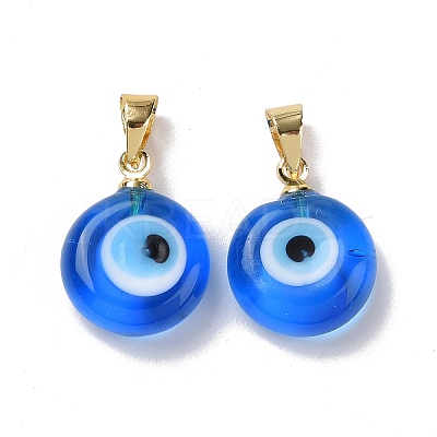 Handmade Lampwork Evil Eye Pendants LAMP-P057-01G-1