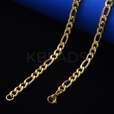 PVD Vacuum Plating 304 Stainless Steel Figaro Chain Necklaces NJEW-S420-003A-G-1