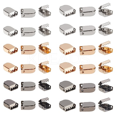 180Pcs 6 Style Zinc Alloy Ribbon Crimp Ends FIND-CA0004-51-1