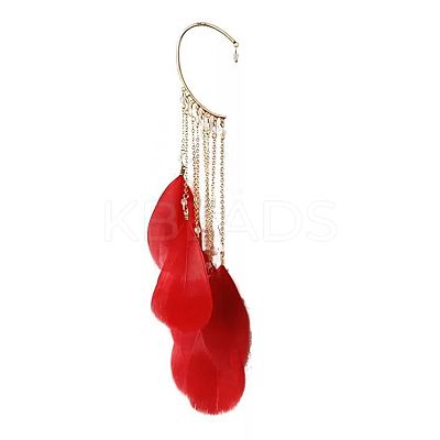 Bohemian Style Alloy Chain with Feather Tassel Cuff Earrings FS-WGB03F7-02-1