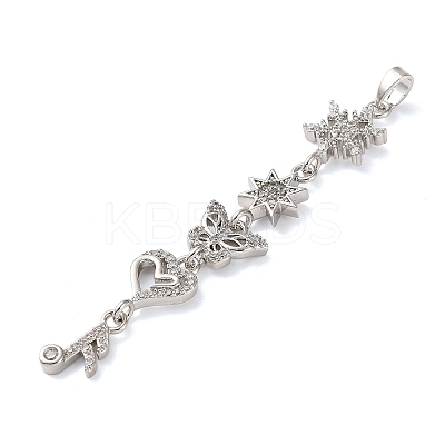 Brass Micro Pave Clear Cubic Zirconia Pendants KK-D101-01C-P-1