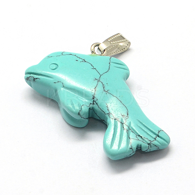 Dolphin Natural & Synthetic Mixed Stone Pendants G-Q449-01-1