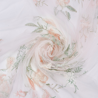 Mesh Embroidered Lace Fabric OCOR-WH0082-22-1