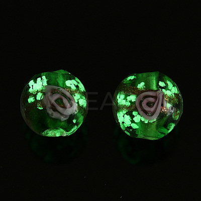 Luminous Handmade Gold Sand Lampwork Beads LAMP-T021-03G-1