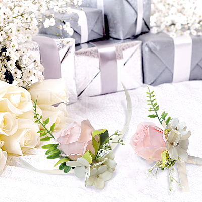 2Pcs 2 Style Silk Cloth Imitation Rose Corsage Boutonniere AJEW-CP0001-61B-1