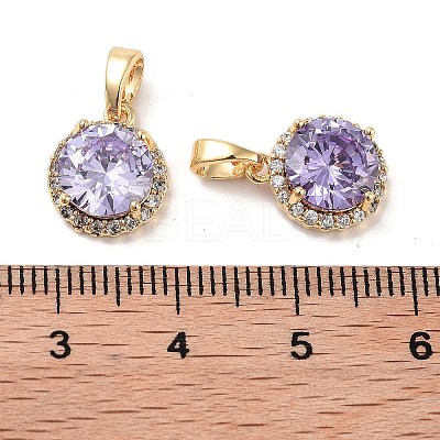 Brass Micro Pave Cubic Zirconia Charms KK-B102-06G-1