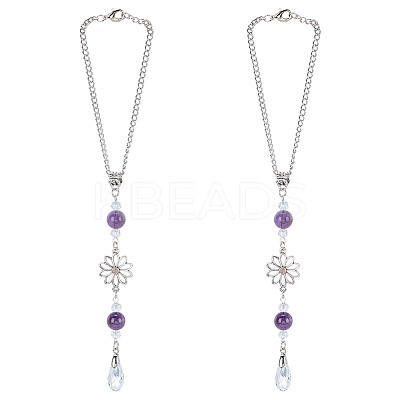 2Pcs Alloy Flower Pendant Decorations HJEW-ME0001-07A-1