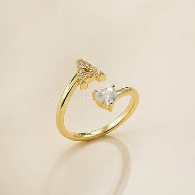 Brass Micro Pave Clear Cubic Zirconia Cuff Open Rings FS-WGF859A-01-1