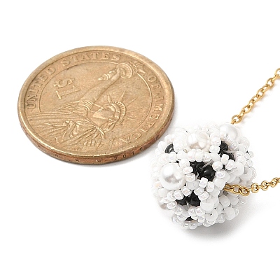 Shell Pearl Beaded Flower Pendant Necklace NJEW-MZ00018-1