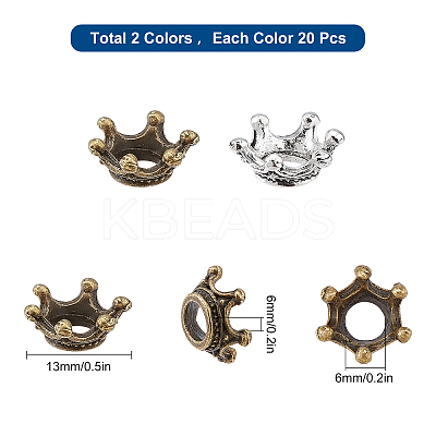 40Pcs 2 Colors Tibetan Style Alloy Bead Caps FIND-SC0003-12-1