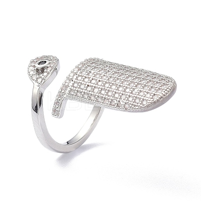 Brass Micro Pave Cubic Zirconia Fingernail Rings RJEW-D115-04P-1