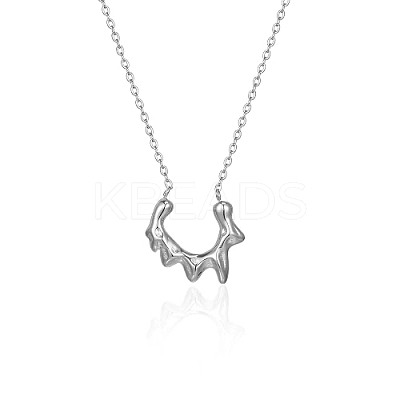 Non-Tarnish 304 Stainless Steel Sun Pendant Necklace with Cable Chains LV0006-2-1