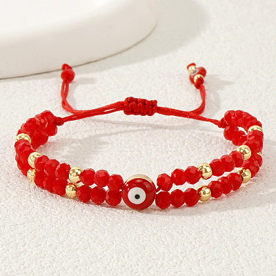 Multi-Layer Glass & Brass Beaded Adjustable Bracelets CL9505-1-1